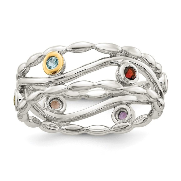 SS 14K Acnt Amethyst Blue Topaz Citrine Garnet Peridot...